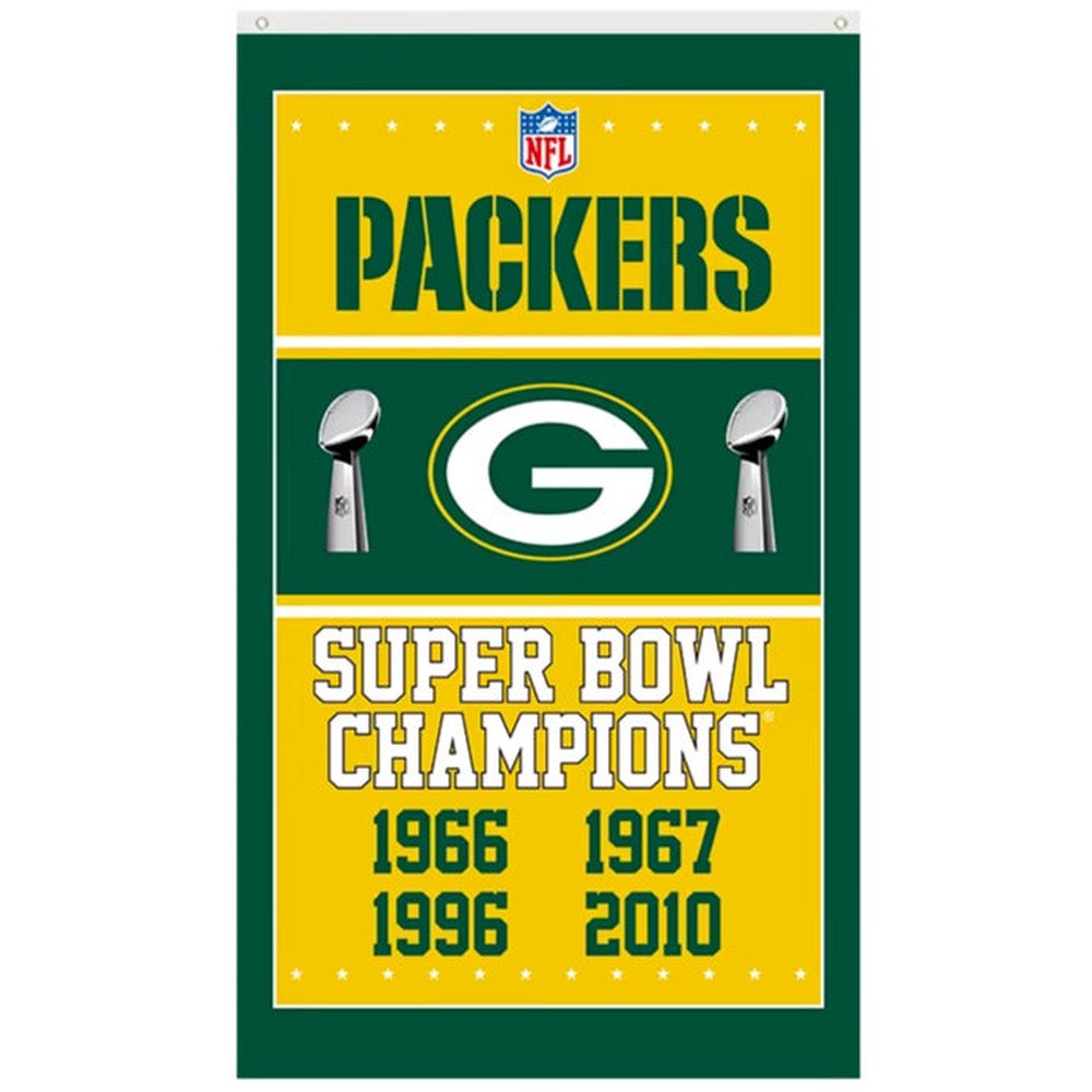 Green Bay Packers Super Bowl Champions Novelty Flag Banner NEW! 3 ft x 5 ft Home & Garden:Yard, Garden & Outdoor Living:Décor:Flags Style Your Walls